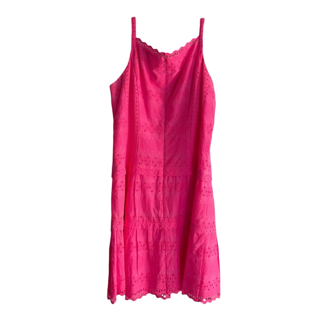 NANETTE LEPORE Hot Pink Cotton Eyelet Sundress Size 12 — GORGEOUS FEMININITY!!! - Picture 3 of 9
